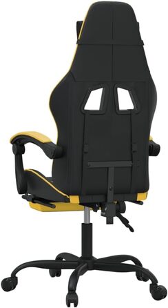 Геймерське крісло, офісне крісло, з підставкою для ніг, чорно-золотий колір, штучна шкіра