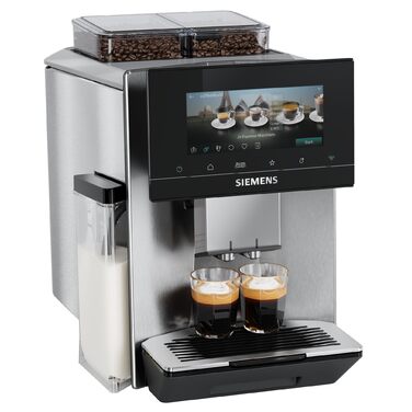 Кавомашина Siemens EQ900 iAroma персоналізація налаштувань, точний жорер, великий сенсорний дисплей, 2 контейнери для зерен, срібляста, TQ927E03 EQ900 iAroma 2026