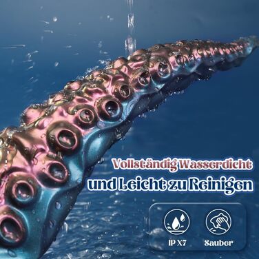 Фалоімітатор Tagnaff Tentacle XXL, силікон, 33 см, присоска, рельєф щупалець, синьо-фіолетовий