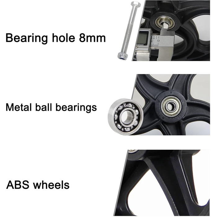 Дюймові змінні колеса для інвалідного візка переднє колесо, 2 шт. змінні коліщатка для інвалідного візка з підшипником En кріпильні гвинти для заміни коліс інвалідного візка, 20 см / 8 дюймів, 6,5,8