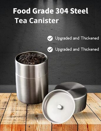 Чайник з нержавіючої сталі, бляшанки для розсипного чаю 250 г, герметична бляшанка для кави з подвійною кришкою, кругла бляшанка, маленькі кухонні контейнери для чаю, кави, какао, цукру та спецій 550 мл