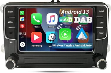 Дюймовий 8-ядерний розширений DSP бездротовий CarPlay Android Автомобільна стереосистема Android13 232 ГБ IPS 4G LTE/5G WiFi GPS OPS RDS RVC Bluetooth USB для VW Golf 5 6 Passat B6 B7 Polo Caddy (7 дюймів, 432 G DAB/бездротовий CarplayAuto), 7-