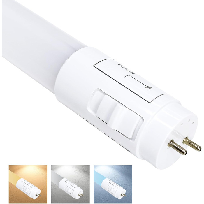 Пакет із 2 світлодіодних трубок 150 см, 24 Вт, CCT (селектор кольору теплий білий, нейтральний білий або холодний білий), 2900 люмен, стартер в комплекті, стандарт T8