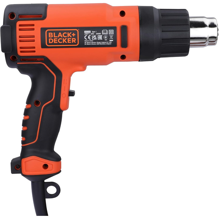 Будівельний фен BlackDecker KX2200K 2000 Вт (з 2-ступеневим вимикачем безпеки, плавним регулюванням температури, автовимкненням, набір аксесуарів з 8 предметів)