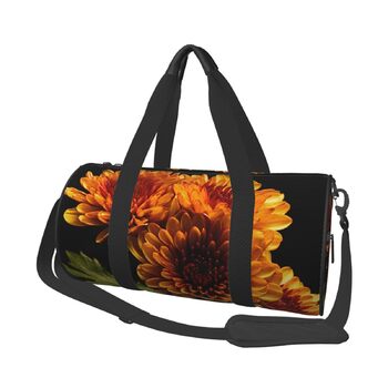 Спортивна сумка для подорожей, жовта, з квітковим принтом, сумка на ніч, чорна, універсальний розмір, дорожня сумка