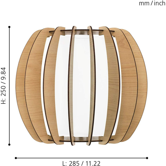 Настінний світильник EGLO Stellato 1, настінний світильник на 1 полум'я вінтажний, настінний світильник інтер'єрний зі сталі, дерева та скла, світильник для вітальні, світильник для передпокою в матовому нікелі, клені, білому кольорі, цоколь E27