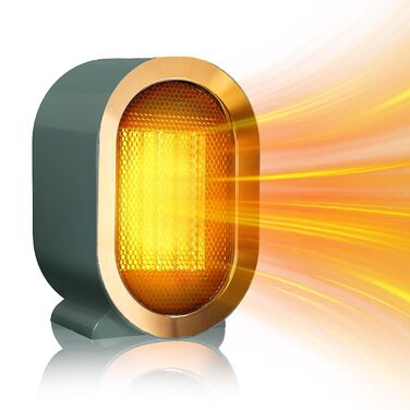 Портативний електричний обігрівач, енергозберігаючий та тихий, для ванних кімнат, невеликий електричний обігрівач, енергоефективний вентилятор-обігрівач із захистом від перегріву та перекидання, для офісу, дому, гуртожитку (зелений)