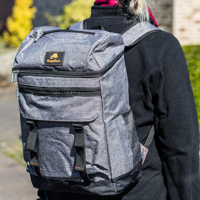 Рюкзак-холодильник CampFeuer 20 л сірого кольору Легкий та водонепроникний Ізольована сумка 20 літрів для барбекю, кемпінгу, пляжу та активного відпочинку Ізольований рюкзак-холодильник