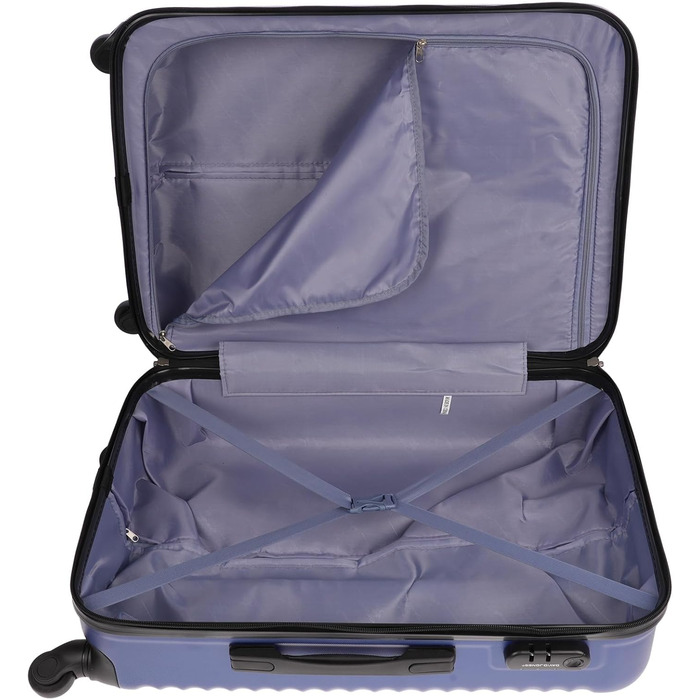 Ручна поклажа Christian Wippermann, 4 колеса, чорна з візерунком у смужку, валіза, візок, легка, кабіна, стандарт IATA, 55x35x23 см