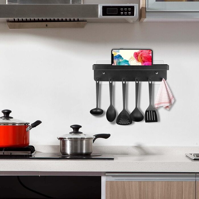 Тримач для ключів Royouzi, дошка для ключів, планка для ключів, підставка для ключів з полицею і 6 гачками, самоклеюча як дошка дл