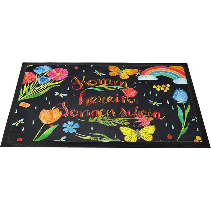 Килимок для дверей Mr. & Mrs. Panda &quotCome In Sunshine&quot 40 x 60 см - Подарунок, Позитивний вислів, Ніч, Килимок для дверей, Мудрість, Мотивація, Килимок для бруду, Прикраса, Килимок для лову бруду, Квіти, Килимок для дверей Чорний 40 x 60 см (Прямо
