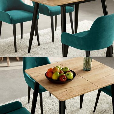 Обідній стіл Vicco Beaver, чорний/золотий крафт-дуб, 80 x 70 см, розкладний, золотий крафт-дуб/чорний 80-110x75x70