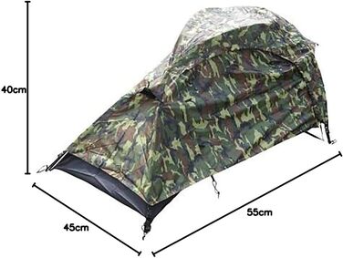Одномісний намет Mil-Tec Recom (150x250 см) Тунельний намет для 1 особи Ультралегкий, компактний, стійкий до вітру та шторму Намет для трекінгу, кемпінгу, активного відпочинку, походів Одномісний намет WOODLAND