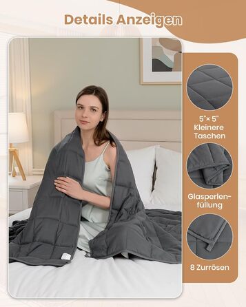 Ковдра Good Nite з обтяженням 150 x 200 см 8 кг, антистресова терапевтична ковдра, сприяє глибокому сну, сіра 150 x 200 см-8 кг