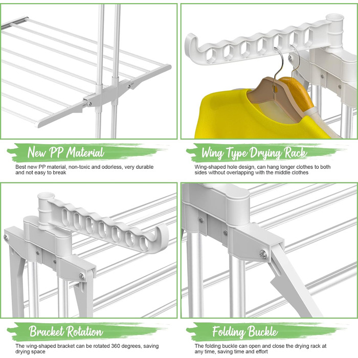 Невидима конячка для білизни на колесах Багатофункціональна 4-х ярусна сушарка для білизни Складана сушарка для білизни Компактна