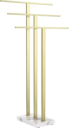 Вішалка для рушників KES, золотого кольору, тримач для рушників з 3 шт. ангами, окремостояча підставка для рушників, мармур та нержавіюча сталь 18/8, матове золото BTH217S3-BZ