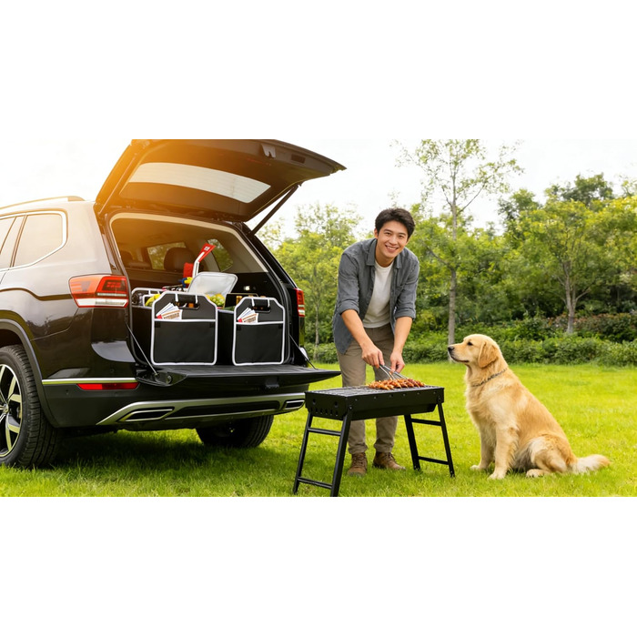 Універсальний регульований подвійний органайзер для багажника з 3 відділеннями, великої місткості, складаний контейнер для зберігання речей в авто, портативні водонепроникні сумки