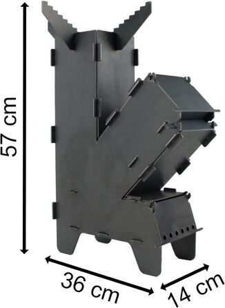 Велика система розетки Fire World Rocket Stove виготовлена з міцної сталі товщиною 3 мм
