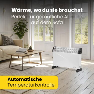 Конвекторний обігрівач Clatronic Портативний обігрів для вашого дому Електричний обігрівач з 3 режимами нагріву Обігрівач з термостатом До 40 кв. м Конвектор із захистом від перегріву KH 3077 N Чорний