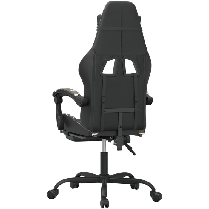 Геймерське крісло з підставкою для ніг, обертове, чорний камуфляж, штучна шкіра, регульована висота спинки, ергономічне офісне крісло, крісло для ПК, обертове крісло з подушками для голови та попереку, USB, 36,5 x 42 см (Ш x Г), зелений-b