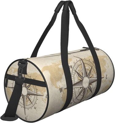 Вінтажна спортивна сумка з компасом та старовинною картою світу, велика дорожня сумка для фітнесу, чоловіча та жіноча сумка на вихідні