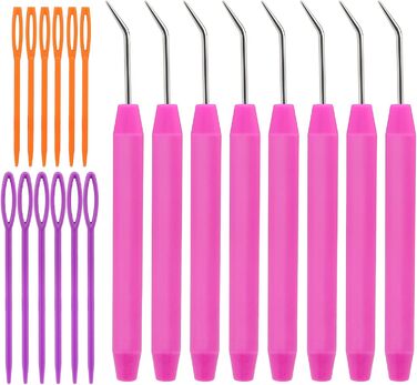 Набір гачків для вязання, гачки для вязання, 8 шт., гачки для вязання з різнокольоровими спицями, швейні голки з великими вушками для вязання, рожевий (рожевий/фіолетовий/помаранчевий)