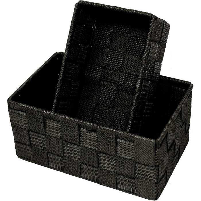 Набір кошиків для зберігання Lashuma з 2 предметів, розміри кошиків 19x10x7 см та 20x13x10 см, кошики для ванної кімнати, що штабелюються, колір чорний