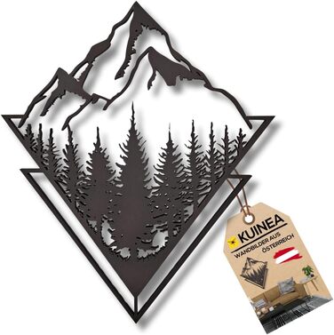 Настінне оздоблення KUINEA гори, фреска дерево колір антрацит настінне оздоблення для дому, офісу, спальні, вітальні та кухні, гір