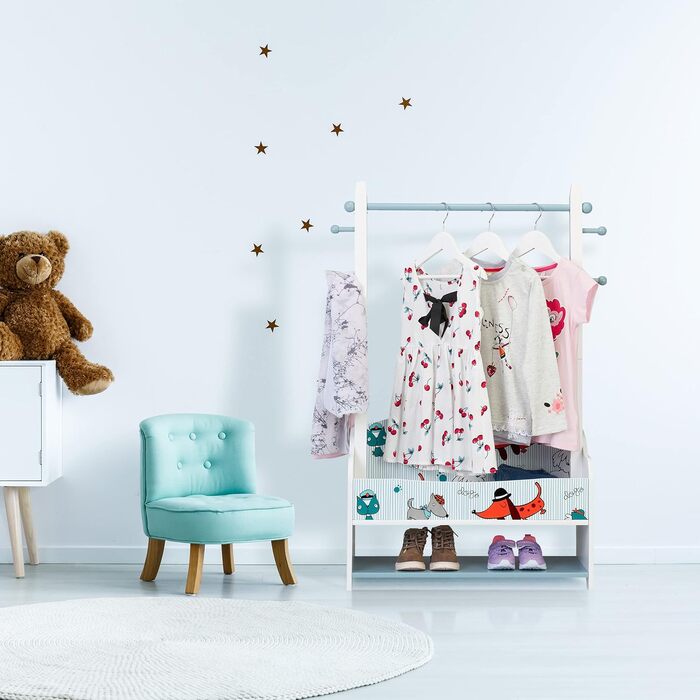 Кольорова вішалка для дитячого одягу, HBT 10730 см, 4 гачки, 2 полиці, вішалка для верхнього одягу, решітка для дитячої кімнати, д