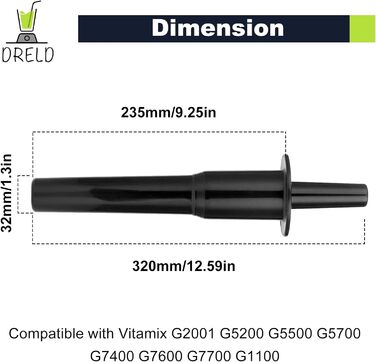 Тампер Заміна інструменту для Vitamix Classic 64 унції Аксесуари для змішувального поршня Прискорювач Імпортований інструмент Сумісний з Vitamix Standard 64 унції. Змішувач