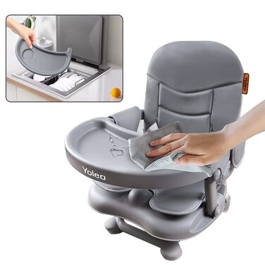 Дитячий стільчик-бустер YOLEO, Портативний стільчик для дитини, всього 2 кг, Сидіння-бустер з ременями безпеки та знімним піддоном