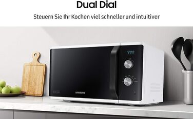 Мікрохвильова піч Samsung MW3500 MS23K3614AW / Цокольний поверх / 800 Вт / 23 л місця для приготування їжі / Ширина 48,9 см / Стійка до подряпин керамічна емаль внутрішня частина / 6 рівнів потужності / Білий одинарний