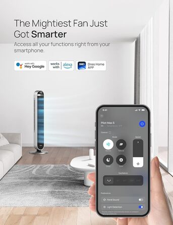 Тихий розумний баштовий вентилятор Dreo 25 дБ з пультом дистанційного керування для спальні, 106 см вентилятор з охолодженням, вен