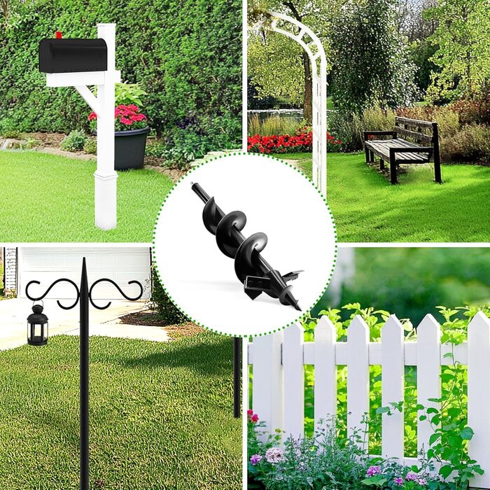 Бурильний свердло SYITCUN 10x60 см для твердого та кам'янистого ґрунту, важкий бур для посадки рослин з подвійним заточуванням, садовий спіральний бур та копач ям, сумісний з патронами 3/8 з шестигранним хвостовиком