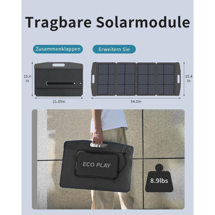 Портативна електростанція 500 Вт, Eco Play з 484 Втгод, розетка змінного струму з чистою синусоїдою 230 В, вихід USB-C PD 100 Вт, електростанція для кемпінгу, аварійного відключення електроенергії (електростанція 500 Вт із сонячною батареєю 100 Вт