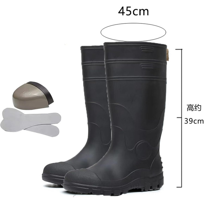 Лабораторні гумові чоботи для чоловіків, з теплою підкладкою, високі гумові чоботи до коліна, термоізоляція, чоботи без шнурівки для риболовлі, полювання та садівництва, нековзні водонепроникні гумові чоботи, D, 40 2/3 EU