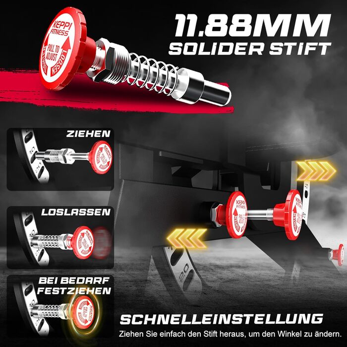 Регульована силова лава Keppi, вантажопідйомністю 600 кг, з кутом нахилу та горизонтальною лавою для домашнього фітнесу, багатофункціональна тренувальна лава для жиму лежачи, силових тренувань та тренувань усього тіла - Bench1000 Pro