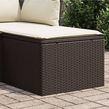 Табурет садовий з подушкою коричневий 55x55x37 см Poly Rattan,366204