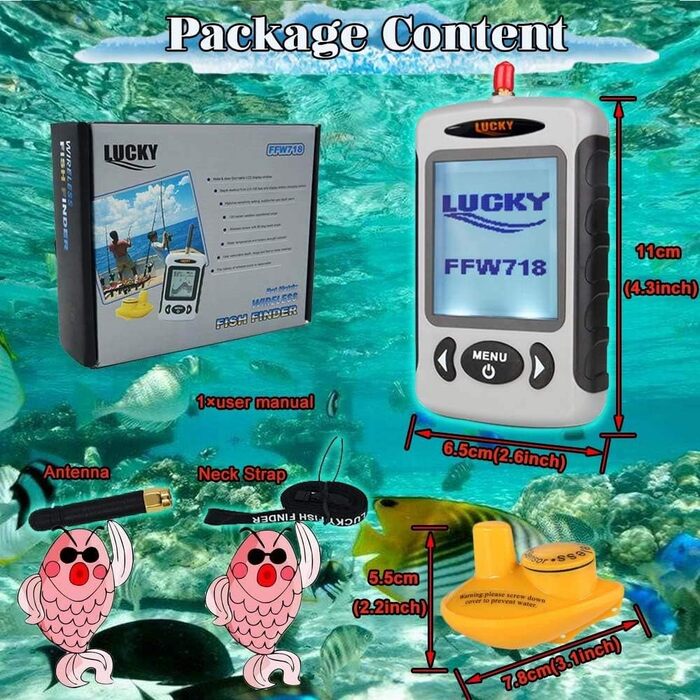 Бездротовий ехолот Датчик ехолота Портативний ехолот РК-дисплей Глибиномір для риболовлі Підлідна риболовля Риболовля на байдарках Риболовля