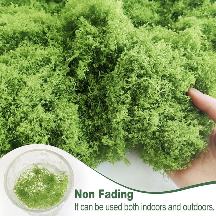 Г штучний мох для декорування, штучний мох для крафта, штучний мох, декоративний штучний мох, штучний декоративний мох, крафтовий мох для стіни, дитячого ліжечка, акваріума, ліжечка, виготовлення моделей (зелений), 150