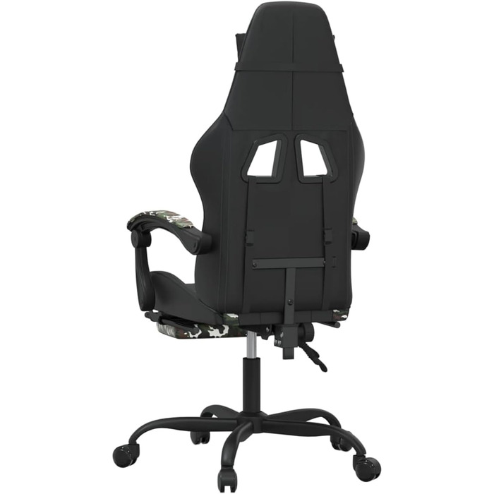 Зручне ігрове крісло зі шкіряним підкладом та підставкою для ніг, чорне/камуфляжне, 57,5x59,5x121-131 см - Для ігор та домашнього офісу. Ігрове крісло. Модель 349614.