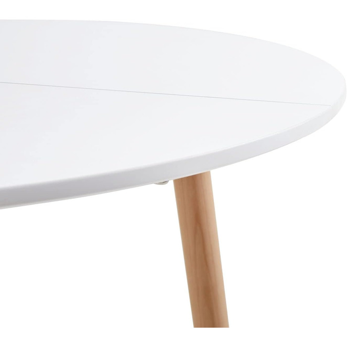 Круглий обідній стіл HJ WeDoo з 4 стільцями, кухонний стіл 90 см та комплект із 4 обідніх стільців, обідній гарнітур, комплект сидінь для кухні та вітальні (білий стіл 4 білі стільці) Обідній стіл 90 см білий, 4 білі букові стільці