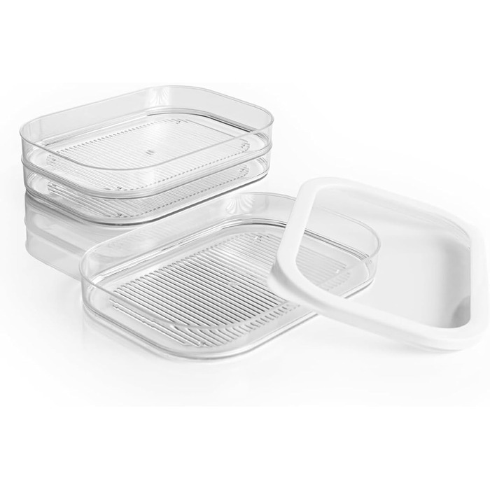 Набір контейнерів для делікатесів HAC24 з 8 предметів, придатний для використання в холодильнику з кришками, 6 шарів, 6 x 550 мл, для ковбас та сиру, контейнери для зберігання харчових продуктів