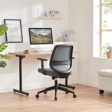 Ергономічне офісне крісло Storeo Basics, стілець для роботи з регульованими підлокітниками, поперекова підтримка, крісло керівника з сітчастої тканини, захисне для спини, легке складання, 63,5 x 58,4 x 91,4 см, сірий, без підголівника, сірий