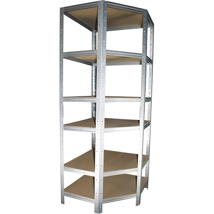 Кутова полиця 200x90x60 см Міцна оцинкована металева полиця настільна 6 полиць вантажопідйомністю 145 кг кожна / Кутова полиця Міцна кутова полиця / Вставна полиця