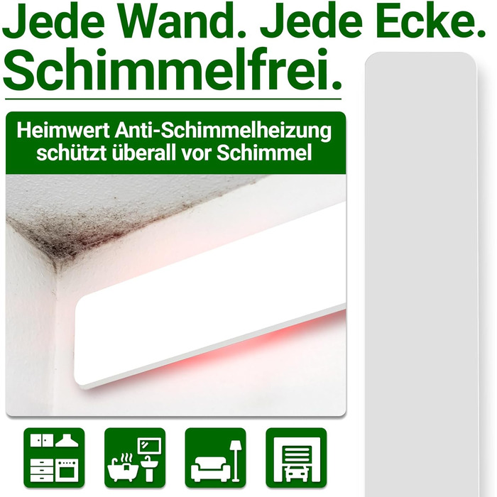 Протипліснявий обігрівач зі спеціальною інфрачервоною захисною мембраною - Знищує плісняву особливо енергоефективним та безхімічним способом на стінах, шпалерах, у ванних кімнатах та підвалах - Anti Mold Dry 50 Вт (50x10x1,3 см)