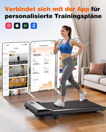 Ходовий килимок Superun з нахилом, макс. 159 кг/136 кг, бігова доріжка 2,5 к.с. для домашнього використання зі світлодіодним освітленням, тихий стіл для бігової доріжки з додатком та багатокористувацькою біговою доріжкою, 90 см, з нахилом 6, чорний