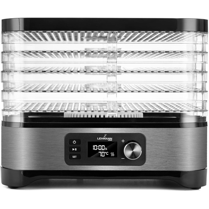 Дегідратор нержавіюча сталь 450W Сушарка для їжі з 5 рівнями дегідратора Дегідратор з регулятором температури 35-70C Сушарка для фруктів, грибів, м'яса, трав, без бісфенолу А, 4525