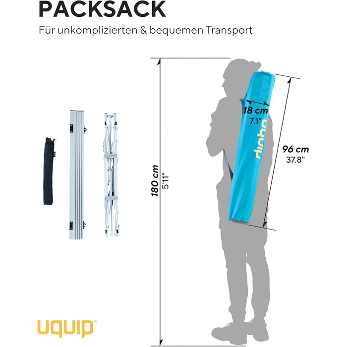 Кемпінговий стіл Uquip Variety M Silver I 53 x 46 x 90 см I Компактний розкладний стіл вантажопідйомністю 30 кг I Міцний розкладний стіл з алюмінію I Портативний вуличний стіл для кемпінгу, пікніків, фестивалів та саду