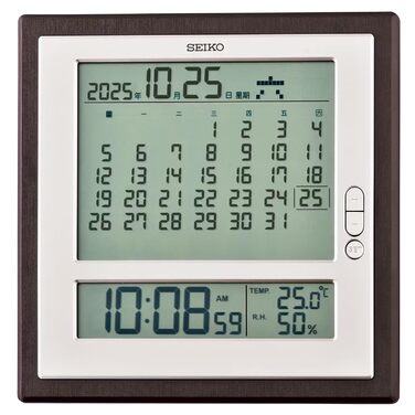 Настінний годинник Seiko, коричнево-білий